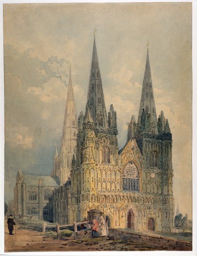 Kathedraal van Lichfield, Staffordshire, 1794 door Thomas Girtin